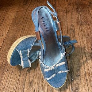 Denim Wedge Sandals by Guess